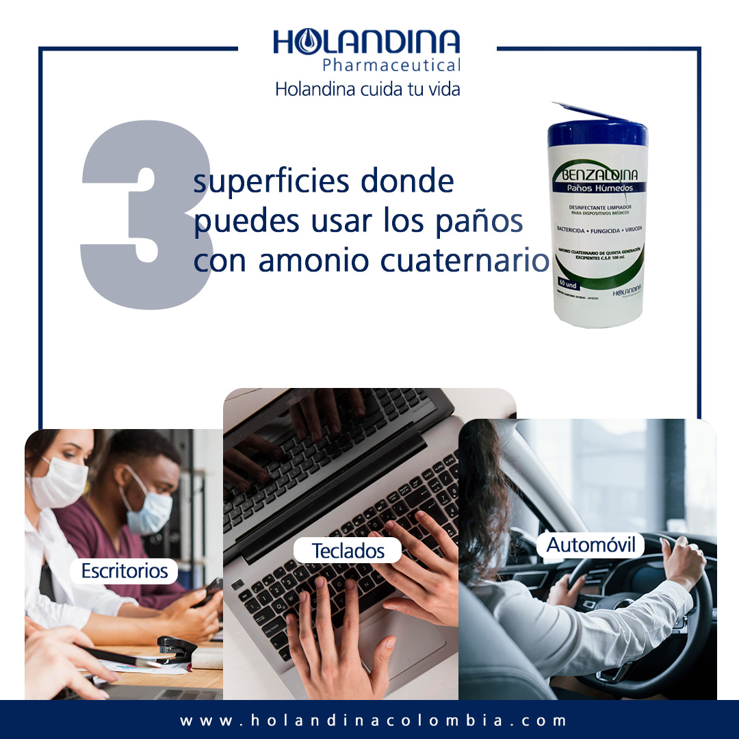 Paños de amonio cuaternario de Holandina pharmaceutical de colombia