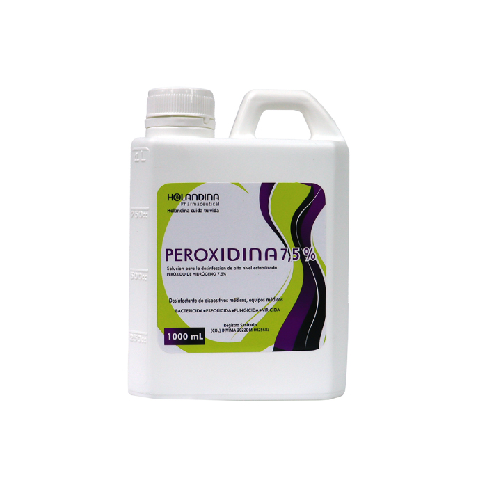 PEROXIDINA 7,5% 1000 mL es un desinfectante de alto nivel especialmente diseñado para el sector salud con la finalidad de no deteriorar el instrumental y manteniendo su capa brillante.